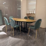 Gilded Crackle Dining Table with Fluid Black Pedestals